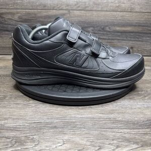New Balance 577 Dual Strap Leather Walking Shoe Men 10.5 D Black MW577VK